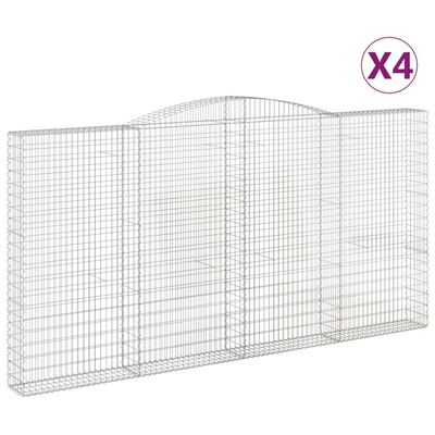 vidaXL Gabionen mit Hochbogen 4 Stk. 400x30x200/220cm Verzinktes Eisen