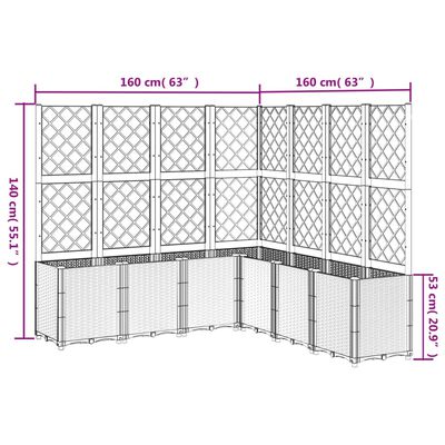 vidaXL Pflanzkübel mit Rankgitter Braun 160x160x140 cm PP