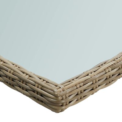 vidaXL Garten-Esstisch Braun 200x100x74 cm Glas und Poly Rattan