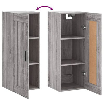 vidaXL Wandschrank Grau Sonoma 34,5x34x90 cm Holzwerkstoff