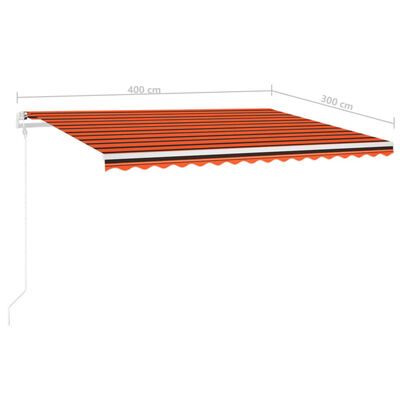 vidaXL Markise Manuell Einziehbar mit Pfosten 4x3 m Orange & Braun