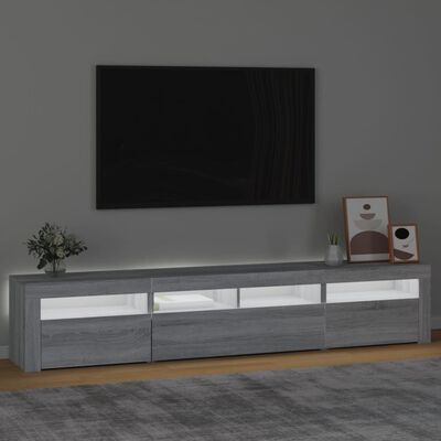 vidaXL TV-Schrank mit LED-Leuchten Grau Sonoma 210x35x40 cm