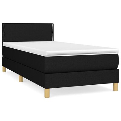 vidaXL Boxspringbett mit Matratze Schwarz 90x200 cm Stoff