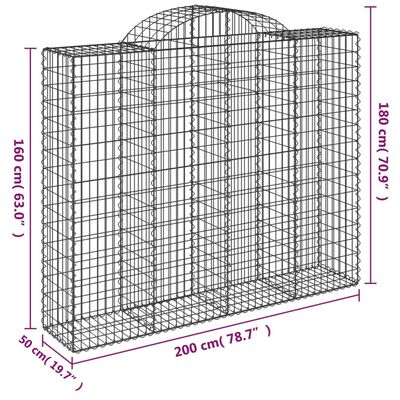 vidaXL Gabionen mit Hochbogen 4 Stk. 200x50x160/180cm Verzinktes Eisen