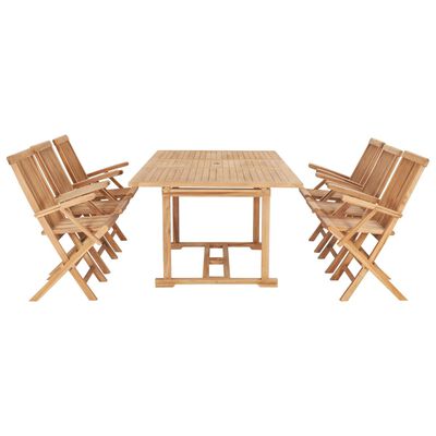 vidaXL 7-tlg. Garten-Essgruppe 150-200 x 100 x 75 cm Massivholz Teak