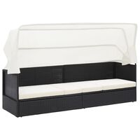 vidaXL Gartensofa mit Sonnendach Schwarz Poly Rattan