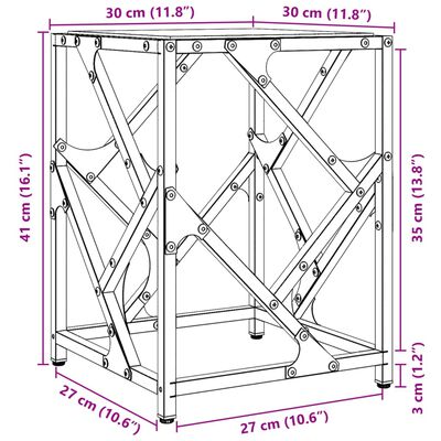 vidaXL Couchtisch mit Glasplatte Transparent 30x30x41 cm Stahl