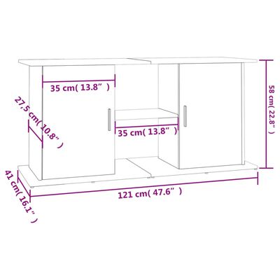 vidaXL Aquariumständer Schwarz 121x41x58 cm Holzwerkstoff