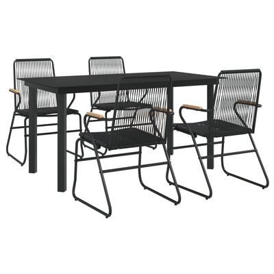 vidaXL 5-tlg. Garten-Essgruppe Schwarz PVC Rattan