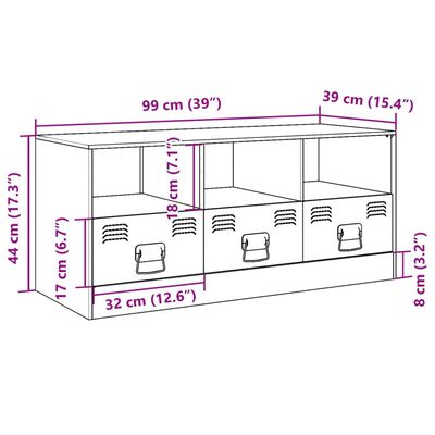 vidaXL TV-Schrank Olivgrün 99x39x44 cm Stahl