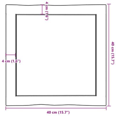 vidaXL Tischplatte 40x40x(2-6) cm Massivholz Behandelt Baumkante