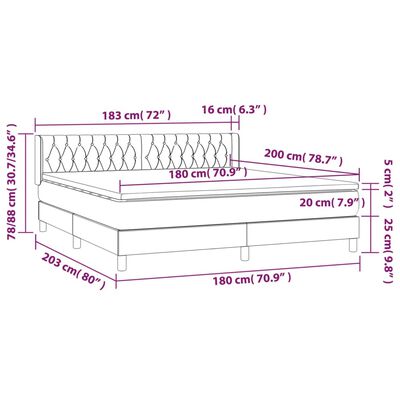 vidaXL Boxspringbett mit Matratze Taupe 180x200 cm Stoff