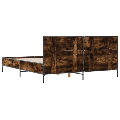 vidaXL Bettgestell Räuchereiche 135x190 cm Holzwerkstoff und Metall