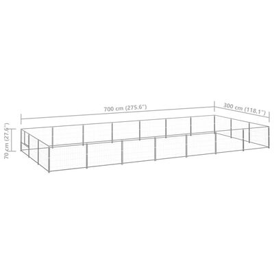 vidaXL Hundezwinger Silbern 21 m² Stahl