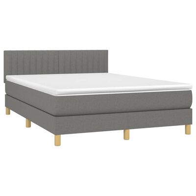 vidaXL Boxspringbett mit Matratze Dunkelgrau 140x200 cm Stoff