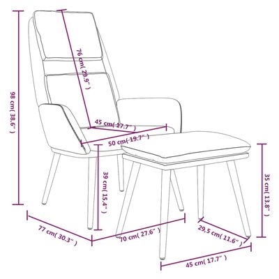 vidaXL Relaxsessel mit Hocker Creme Stoff