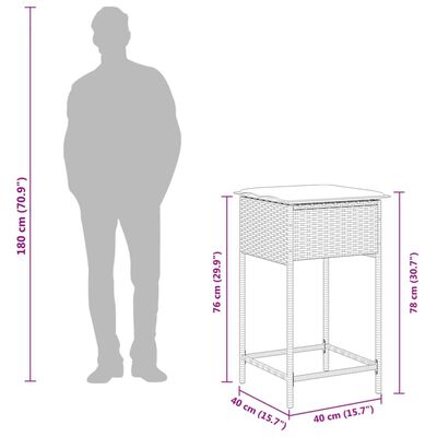 vidaXL 5-tlg. Gartenbar-Set mit Kissen Braun Poly Rattan