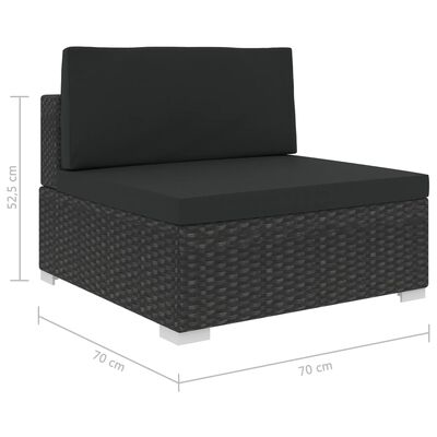 vidaXL 5-tlg. Garten-Lounge-Set mit Auflagen Poly Rattan Schwarz