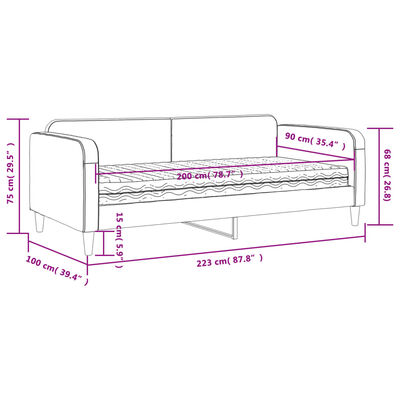 vidaXL Tagesbett mit Matratze Creme 90x200 cm Stoff