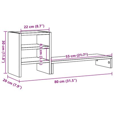 vidaXL Monitorständer mit Schreibtisch-Organizer Artisan-Eiche