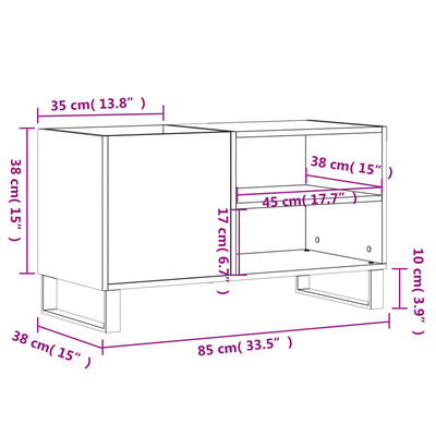 vidaXL Plattenschrank Hochglanz-Weiß 85x38x48 cm Holzwerkstoff