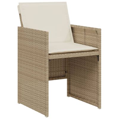 vidaXL 3-tlg. Bistro-Set mit Kissen Beige Poly Rattan