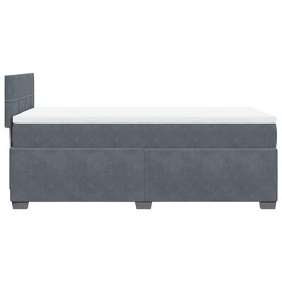 vidaXL Boxspringbett mit Matratze Dunkelgrau 90x190 cm Samt