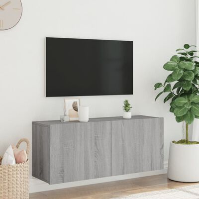 vidaXL TV-Wandschrank Grau Sonoma 100x30x41 cm