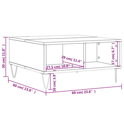 vidaXL Couchtisch Weiß 60x60x30 cm Holzwerkstoff