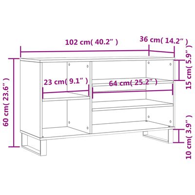 vidaXL Schuhregal Weiß 102x36x60 cm Holzwerkstoff