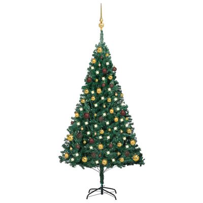 vidaXL Künstlicher Weihnachtsbaum mit Beleuchtung & Kugeln Grün 150 cm