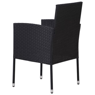 vidaXL Gartenstühle mit Kissen in Cremeweiß 2 Stk. Schwarz Polyrattan