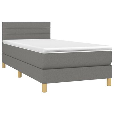 vidaXL Boxspringbett mit Matratze Dunkelgrau 90x190 cm Stoff