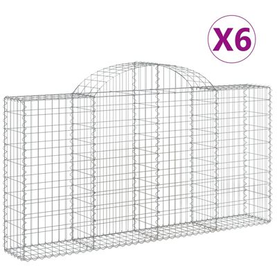 vidaXL Gabionen mit Hochbogen 6 Stk. 200x30x100/120cm Verzinktes Eisen