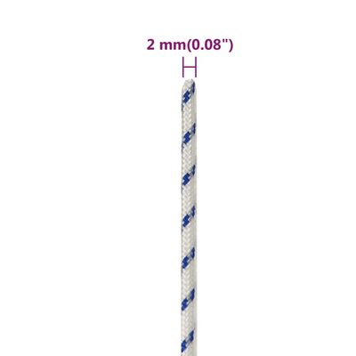 vidaXL Bootsseil Weiß 2 mm 250 m Polypropylen