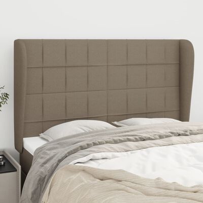 vidaXL Kopfteil mit Ohren Taupe 147x23x118/128 cm Stoff