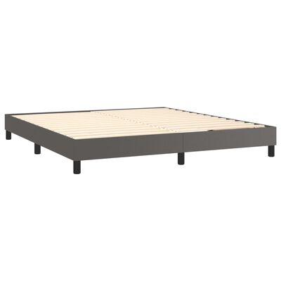 vidaXL Boxspringbett mit Matratze Grau 160x200 cm Kunstleder