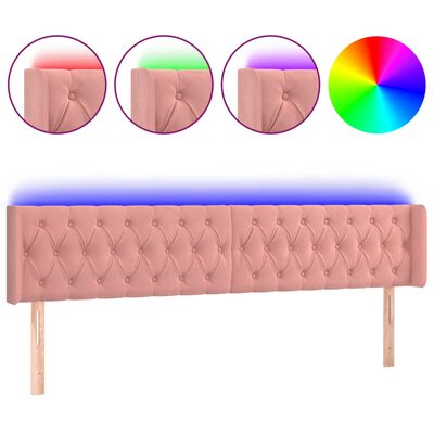 vidaXL LED Kopfteil Rosa 203x16x78/88 cm Samt