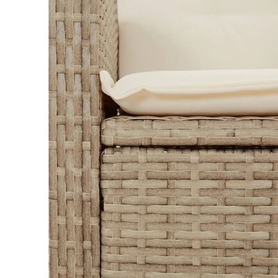 vidaXL Gartenbank Verstellbar mit Kissen Beige Poly Rattan