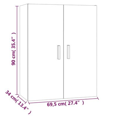 vidaXL Hängeschrank Betongrau 69,5x34x90 cm