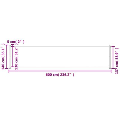 vidaXL Ausziehbare Seitenmarkise 140x600 cm Grau