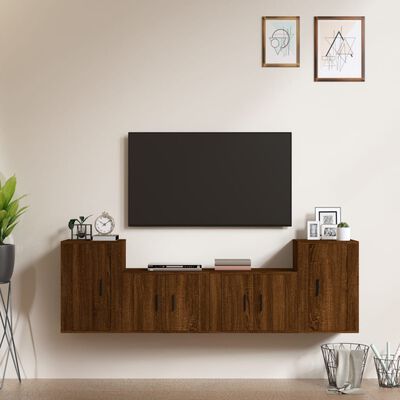 vidaXL 4-tlg. TV-Schrank-Set Braun Eichen-Optik Holzwerkstoff