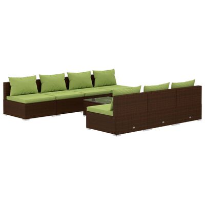 vidaXL 8-tlg. Garten-Lounge-Set mit Kissen Poly Rattan Braun