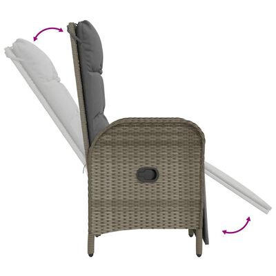 vidaXL 7-tlg. Garten-Essgruppe mit Kissen Grau Poly Rattan