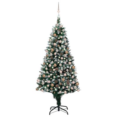 vidaXL Künstlicher Weihnachtsbaum mit Beleuchtung Kugeln Zapfen 210 cm