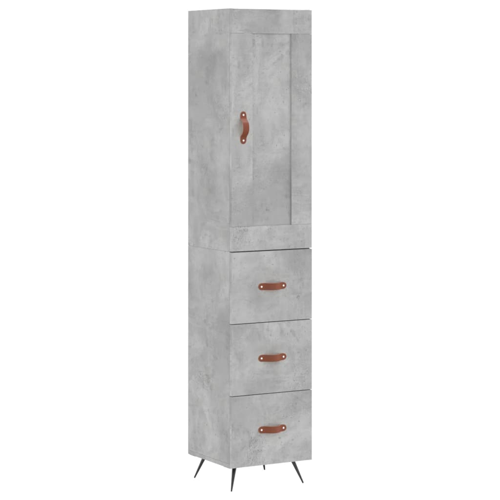 vidaXL Highboard Betongrau 34,5x34x180 cm Holzwerkstoff