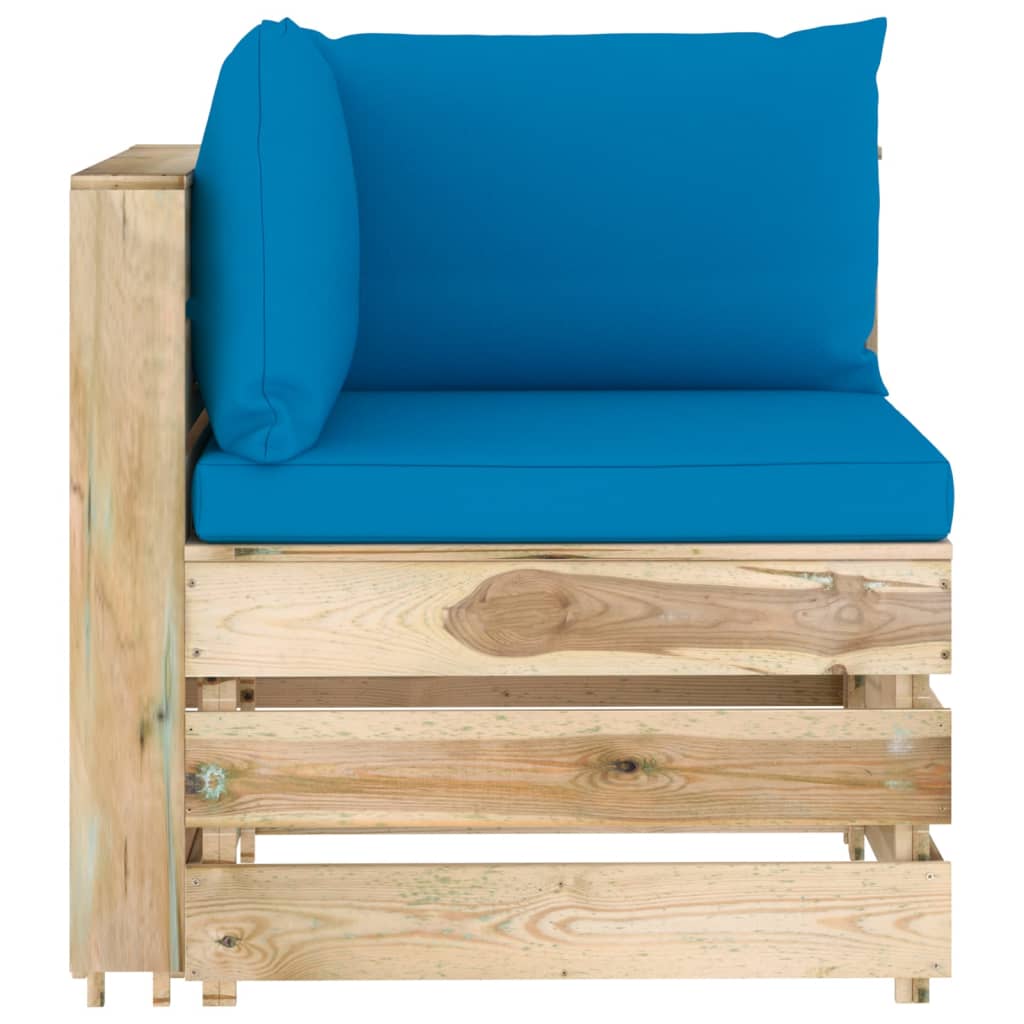 vidaXL 4-Sitzer Outdoor-Sofa mit Kissen Grün Imprägniertes Holz