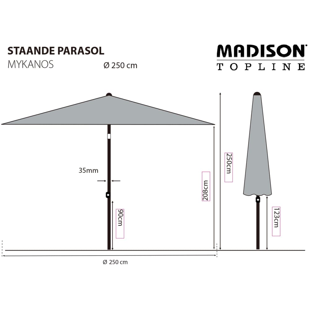 Madison Sonnenschirm Mykanos 250 cm Ecru