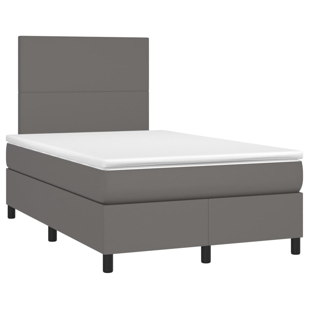 vidaXL Boxspringbett mit Matratze Grau 120x200 cm Kunstleder