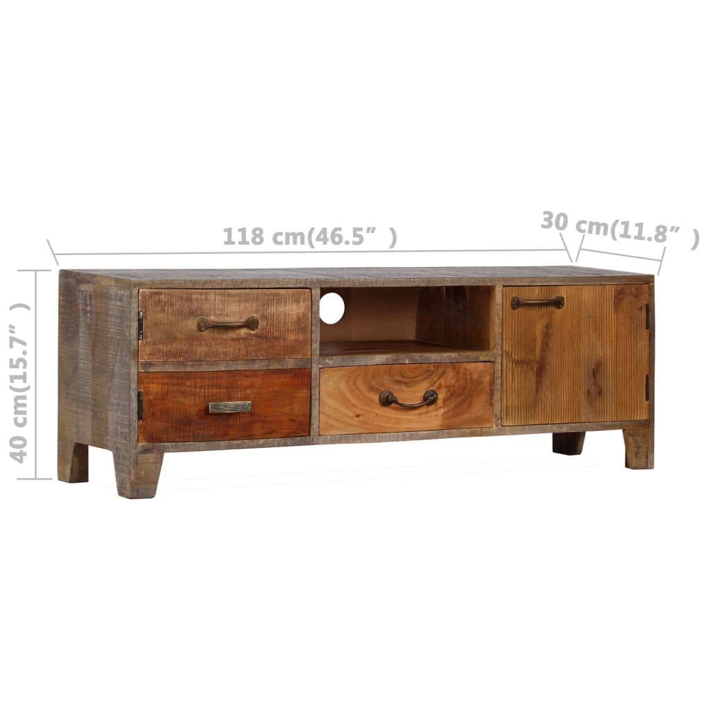 vidaXL TV-Schrank Massivholz Vintage 118x30x40 cm